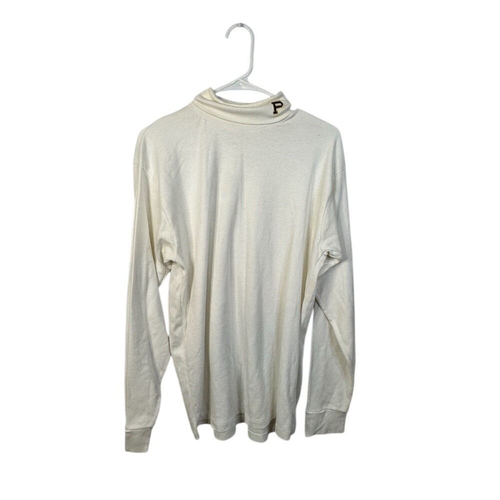 Purdue Vintage Mock Neck Long Sleeve Shirt Mens XL Ivory Patch